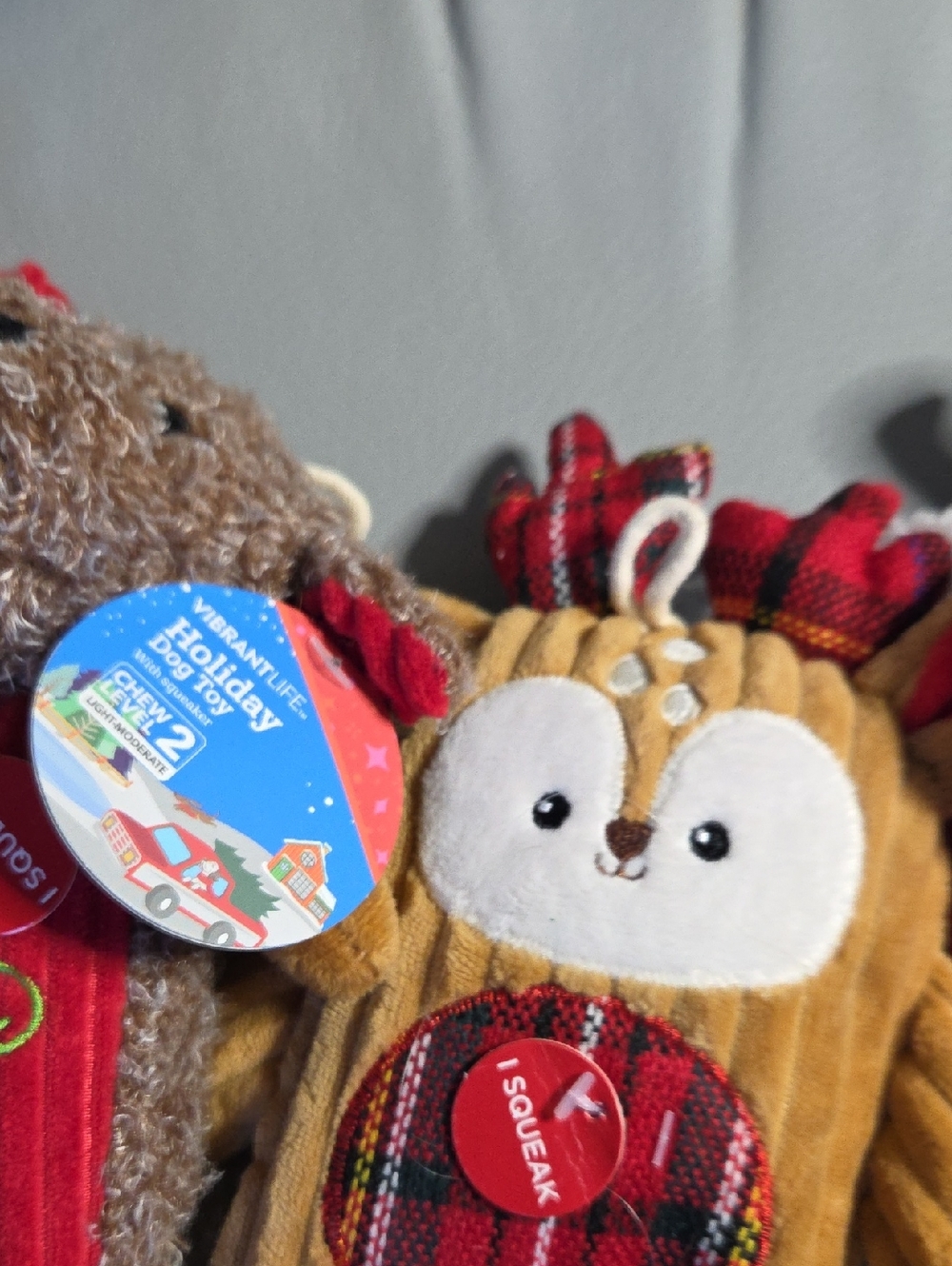 Holiday Plush Dog Toys - Red, Brown, Green - Picture 6 of 6